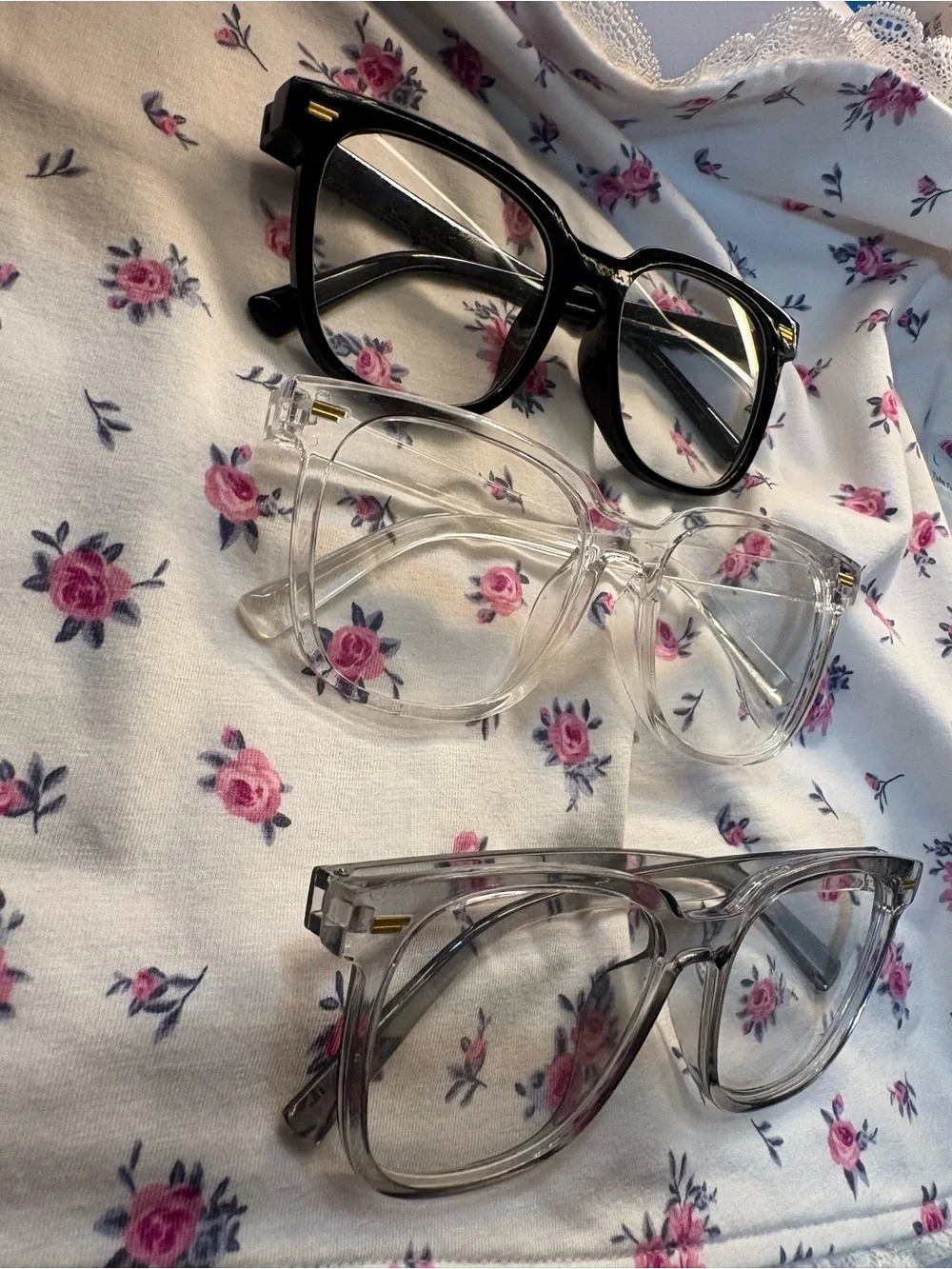 3-Pack Clear, Gray & Black Fashion Glasses Trio